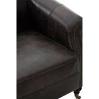 Dark Grey Brown Leather Curved Armchair | Victor
