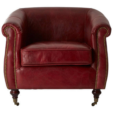 Deep Red Leather Armchair | Victor
