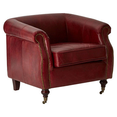 Deep Red Leather Armchair | Victor