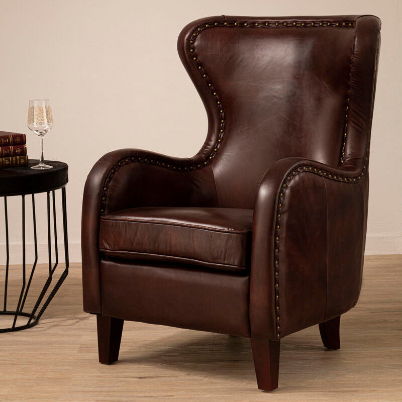 Brown Leather Lounge Chair | Victor
