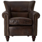 Dark Grey Brown Leather Armchair | Victor