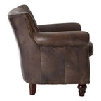 Dark Grey Brown Leather Armchair | Victor