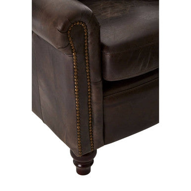 Dark Grey Brown Leather Armchair | Victor