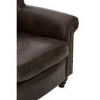 Dark Grey Brown Leather Armchair | Victor