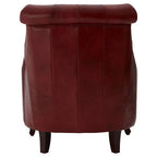 Deep Red Leather Lounge Chair with Tufted Back | Victor
