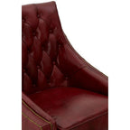 Deep Red Leather Lounge Chair with Tufted Back | Victor