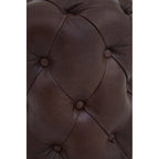 Button Tufted Brown Leather Stool | Victor