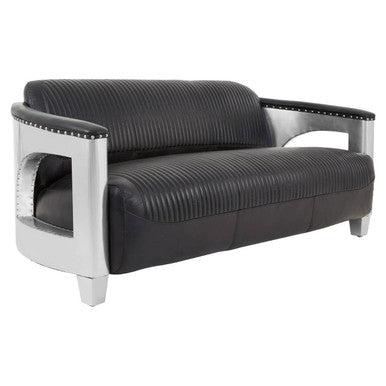 3 Seater Black Leather Sofa | Victor