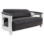 3 Seater Black Leather Sofa | Victor
