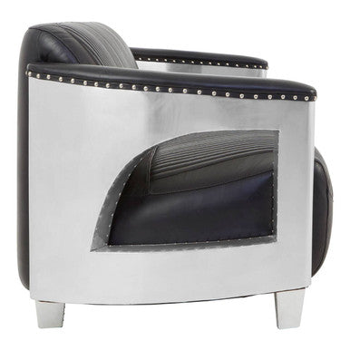 3 Seater Black Leather Sofa | Victor