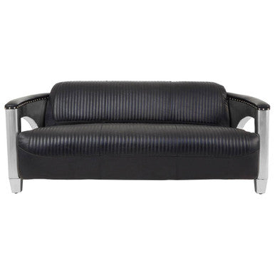 3 Seater Black Leather Sofa | Victor
