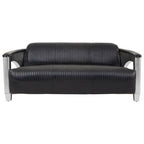 3 Seater Black Leather Sofa | Victor