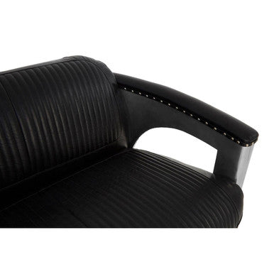 3 Seater Black Leather Sofa | Victor