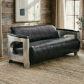 3 Seater Black Leather Sofa | Victor