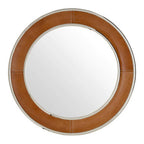 Tan Genuine Leather Round Wall Mirror | Churchill