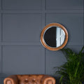Tan Genuine Leather Round Wall Mirror | Churchill