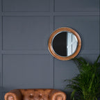 Tan Genuine Leather Round Wall Mirror | Churchill