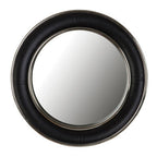 Black Genuine Leather Wide Rim Wall Mirror | Churchill
