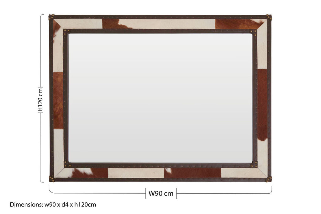 Brown and White Genuine Cowhide Wall Mirror | Kensington Townhouse