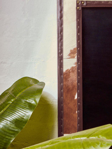 Brown and White Genuine Cowhide Wall Mirror | Kensington Townhouse