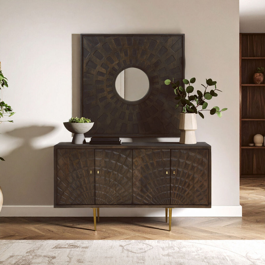 Carved Mango Wood Wall Mirror | Suri
