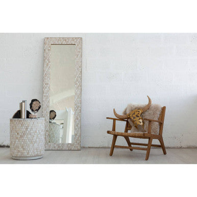 Hestina Rectangular White Wash Mosaic Wall Mirror