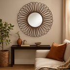 Rattan Black Circular Wall Mirror | Batu