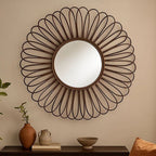 Rattan Black Circular Wall Mirror | Batu
