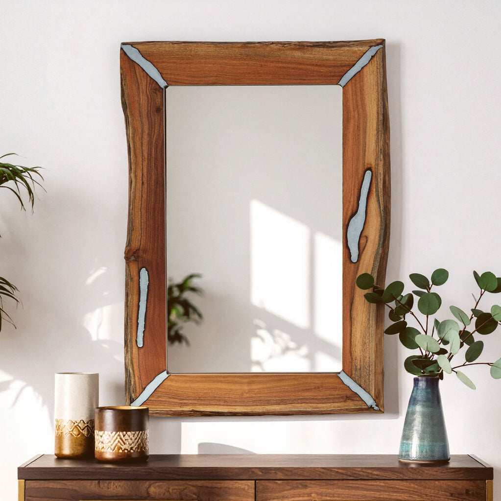 Acacia Wood Wall Mirror | Almora