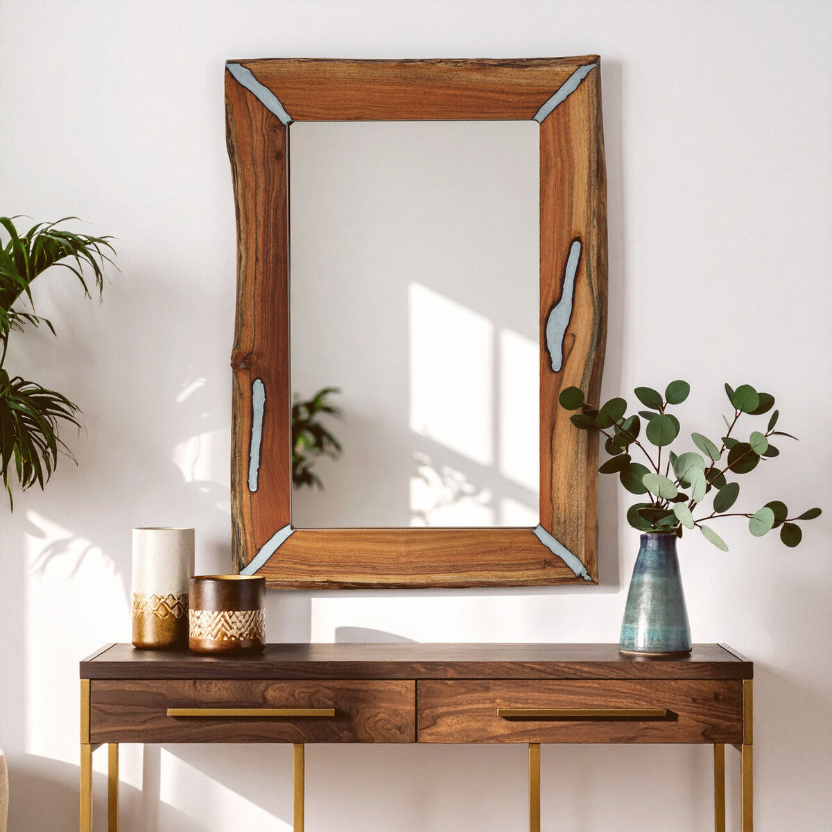 Acacia Wood Wall Mirror | Almora