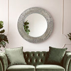 Nickel Finish Round Wall Mirror | Akola