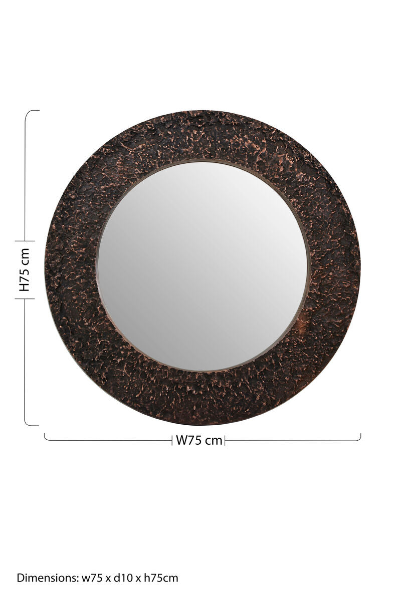 Copper Finish Round Wall Mirror | Akola