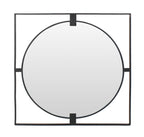 Large Square Black Metal Frame Round Insert Wall Mirror | Trento