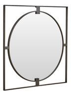 Large Square Black Metal Frame Round Insert Wall Mirror | Trento