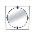 Small Square Black Metal Frame Round Insert Wall Mirror | Trento