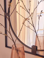 Small Square Black Metal Frame Round Insert Wall Mirror | Trento