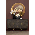 Brushed Gold Round Wall Mirror | Grenoble