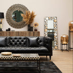Rectangular Black Wall Mirror with Shell Inlay | Palu