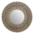 Round Black Wall Mirror with Shell Inlay | Palu