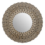 Round Black Wall Mirror with Shell Inlay | Palu