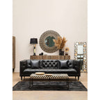 Round Black Wall Mirror with Shell Inlay | Palu