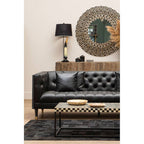 Round Black Wall Mirror with Shell Inlay | Palu