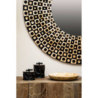 Round Black Wall Mirror with Shell Inlay | Palu