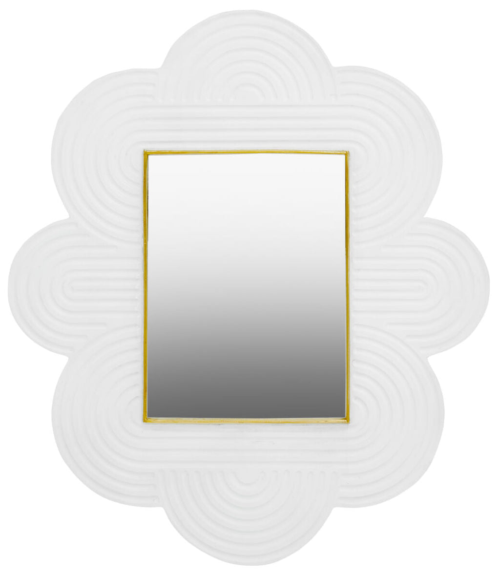 White Finish Mango Wood Wall Mirror | Saras