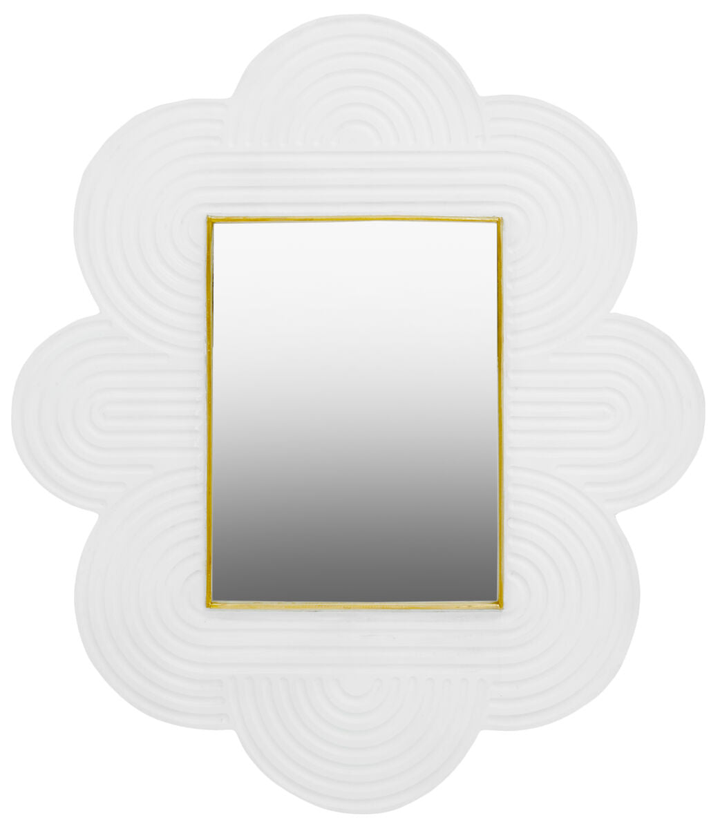 White Finish Mango Wood Wall Mirror | Saras