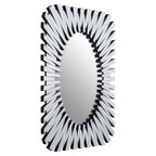 Jade Silver Rectangular Sunburst Wall Mirror