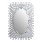 Jade Silver Rectangular Sunburst Wall Mirror