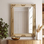 Gold Finish Wooden Frame Wall Mirror | Lora