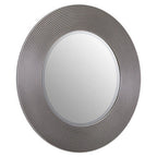 Grey Ribbed Round Wall Mirror | Dervio