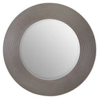 Grey Ribbed Round Wall Mirror | Dervio